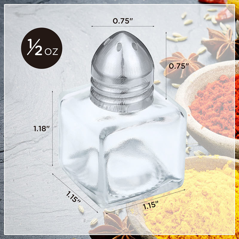 [Australia - AusPower] - 24 Pieces Mini Salt and Pepper Shaker Transparent Mini Salt Shaker Individual Salt and Pepper Shakers Cube Shape Small Salt Shakers with 4 Pieces Mini Funnel for Home Kitchen Supplies 