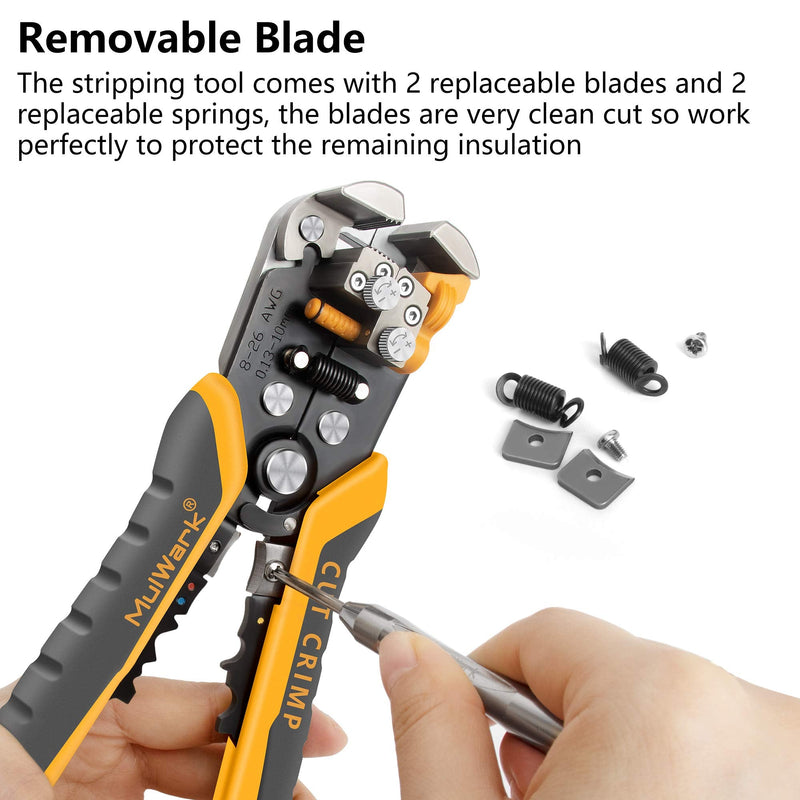[Australia - AusPower] - MulWark 3 in 1 Automatic Self Adjusting Wire Stripper/ Cutter/ Crimper, 8 Inch Multi Pliers For Electrical Wire Stripping, Cable Cutting, Crimping Tool from 8 AWG to 30 AWG 
