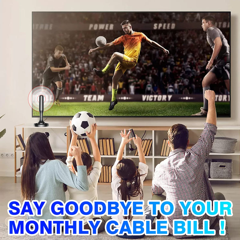 [Australia - AusPower] - TV Antenna, HIDB TV Antenna for Smart TV Indoor，Antenna TV Digital HD Indoor for Long Range & 360°Reception Easy Installation,Antenna for tv Without Cable Free for All 4K 1080P HDTV Channels Black With Magnetic Base 