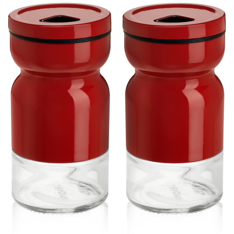 [Australia - AusPower] - CHEFVANTAGE Salt and Pepper Shakers Set with Adjustable Pour Holes - Red 