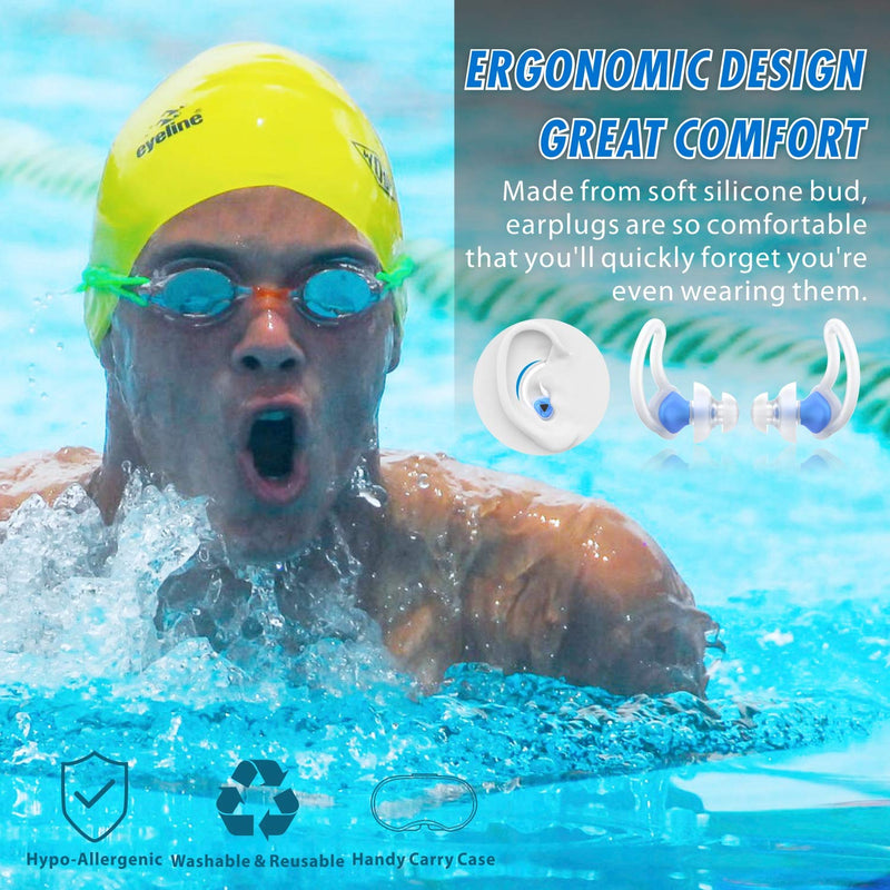 [Australia - AusPower] - 2 Pairs Swimmer Ear Plugs, Hearprotek Upgraded Custom-fit Water Protection Adult Swimming earplugs for Swimmers Water Pool Shower Bathing and Other Water Sports 