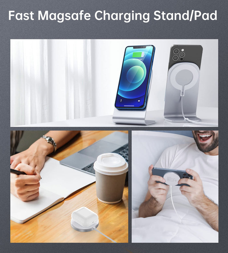 [Australia - AusPower] - Magnetic Wireless Charger for iPhone 13/12 - Convertible Fast Wireless Charging Stand/Pad with 5ft USB-C Cable for iPhone 13 12 Pro Max Mini,Airpods 3,Mag-Safe Charger Stand Holder(with 20W Charger) 