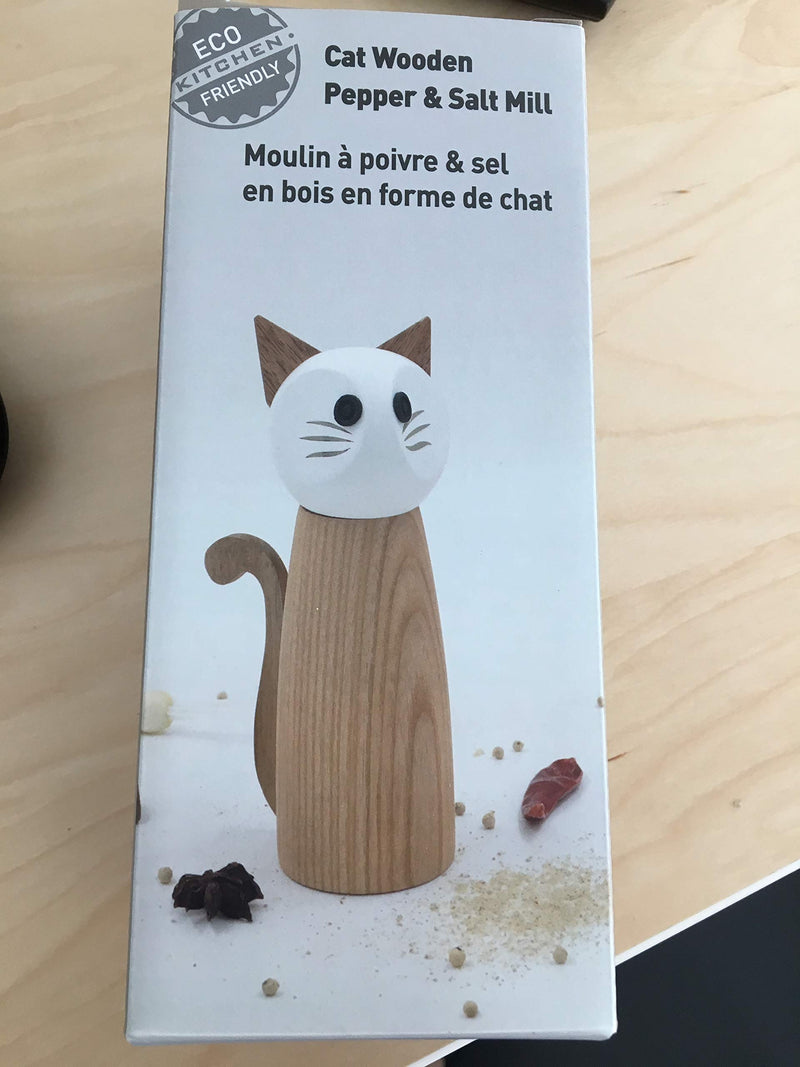 [Australia - AusPower] - Peterson Housewares Cat Salt or Pepper Mill - Wooden Spice Grinder Medium 