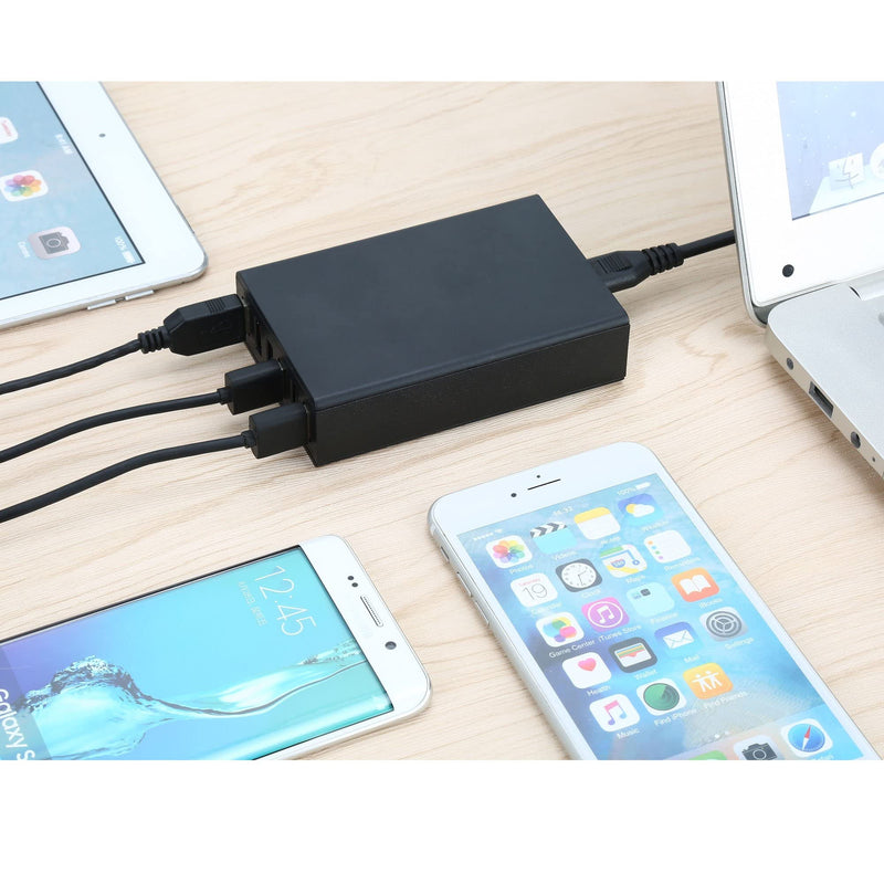 [Australia - AusPower] - USB Wall Charger DTK 6 Port 60W USB Charger QC3.0 Multi Port Travel Charging Station with 5ft Power Cord for iPhone Xs/Max/XR/X/8/7/Plus, iPad Pro/Air 2/Mini/iPod, Galaxy S9/S8/S7/Plus, Note, and More 