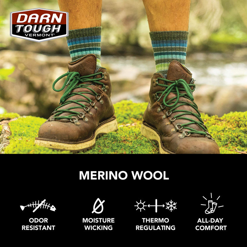 [Australia - AusPower] - DARN TOUGH (1974) Number 2 Micro Crew Midweight with Cushion Men's Sock Medium Green 