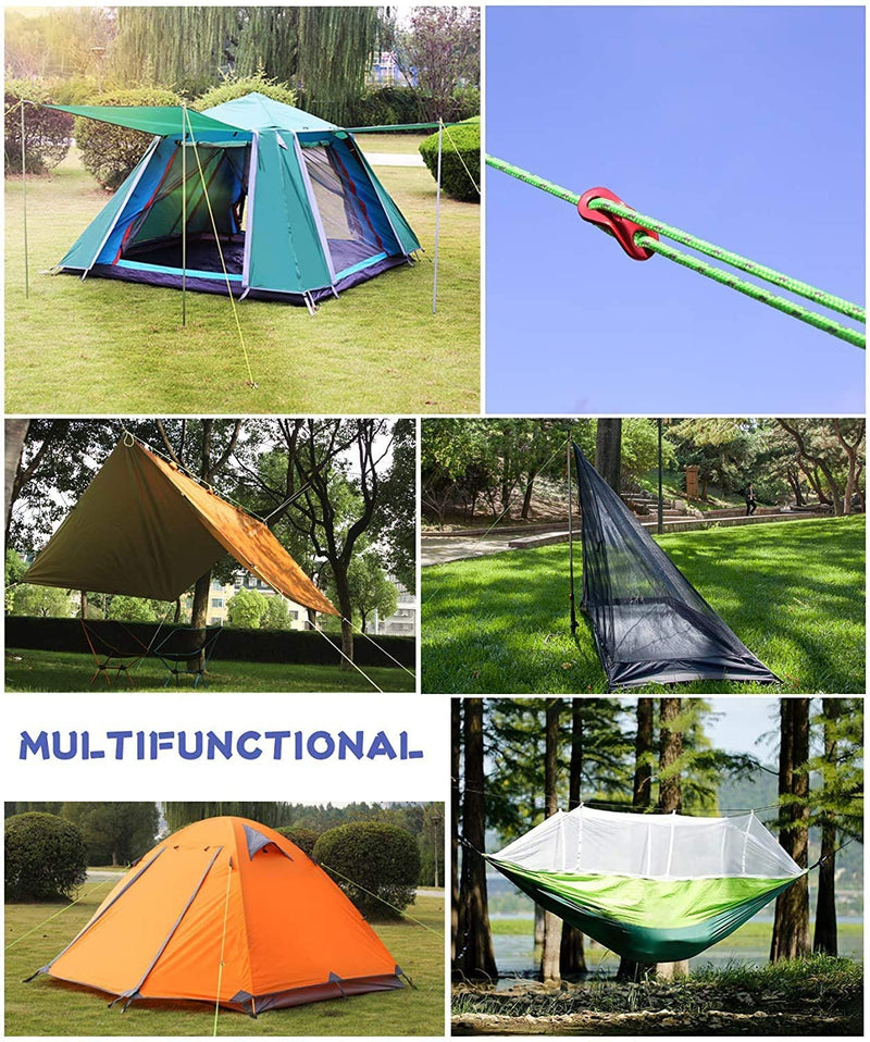 [Australia - AusPower] - Hikeman 6 Pack 4mm Outdoor Guy Lines Tent Cords Lightweight Camping Rope with Aluminum Guylines Adjuster Tensioner Pouch for Tent Tarp, Canopy Shelter, Camping, Hiking, Backpacking (Army Green) 
