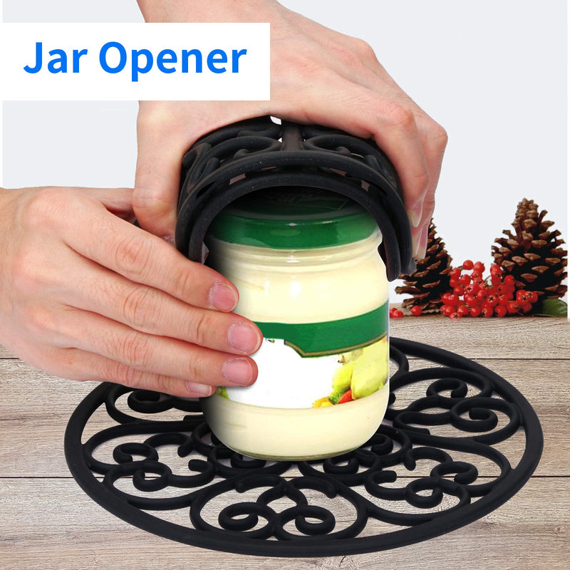 [Australia - AusPower] - CHEFBEE 3PCS Silicone Trivet Mat - Trivets for Hot Dishes, Table, Countertop, Non-Slip Heat Resistant Modern Kitchen Trivets, Teapot Trivet - Flexible Black Trivet Set 
