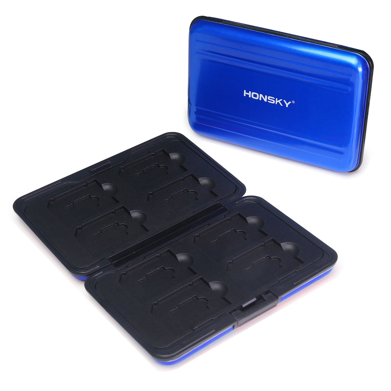 [Australia - AusPower] - Honsky Aluminum UHS-I SD Micro SD SDHC SDXC TF SecureDigital Memory Card Carrying Case Holder Organizer Box Keeper for Computer Camera Media Storage Organization,Blue Blue 