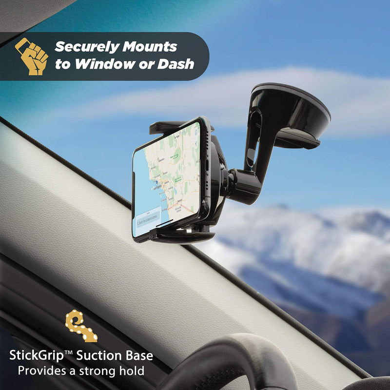 [Australia - AusPower] - Scosche MGQWD-XTET MagicGrip Suction Cup Wireless Charging Phone Mount for Car, Black 