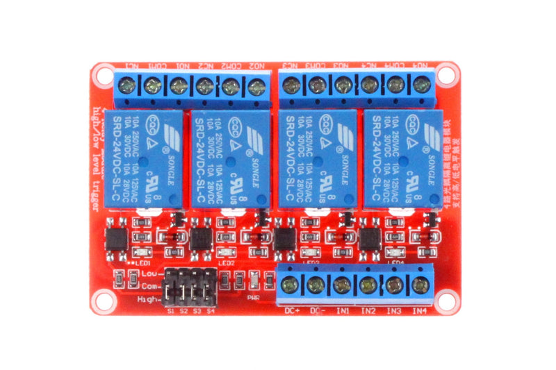 [Australia - AusPower] - NOYITO 4 Channel Relay Module High Low Level Trigger With Optocoupler Isolation Load DC 30V AC 250V 10A for PLC Automation Equipment Control Industrial Control (4-Channel 24V) 4-Channel 24V 