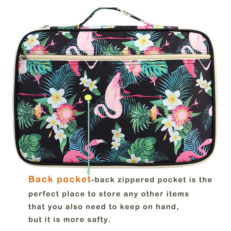 [Australia - AusPower] - JAKAGO Travel Portfolio Organizer Waterproof A4 Document Bag Multifunctional Travel Note Pouch Zippered Carrying Case for Notebook, Ipad, Journals, Sketch Books (Flamingo) Flamingo 