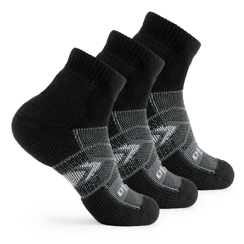 [Australia - AusPower] - thorlos unisex-adult Wcmu Max Cushion 12 Hour Shift Ankle Socks X-Large Black/Grey (3 Pair Pack) 