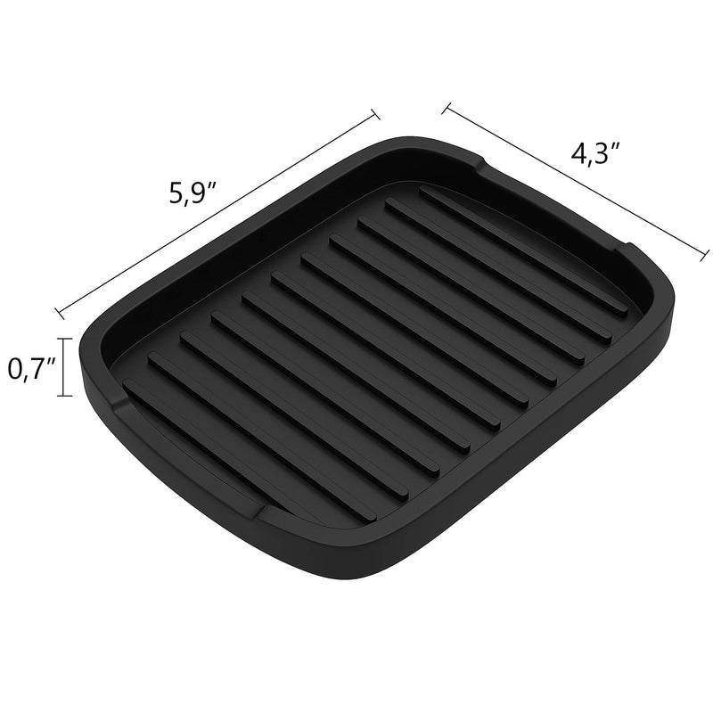 [Australia - AusPower] - ZAPPOWARE Silicone sponge holder -soap tray - 5.9" X 4.33" (Black) - Set -2pcs Black 5.9" X 4.33" (2 pcs) 