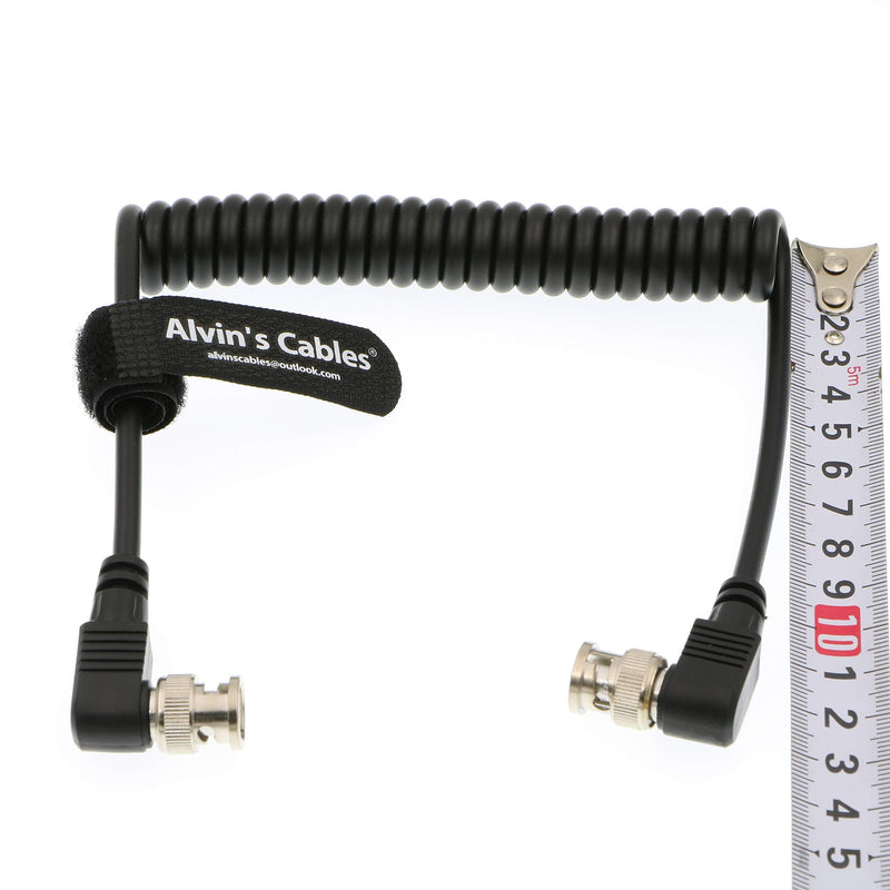 [Australia - AusPower] - Alvin's Cables BNC to BNC Coiled Cable 3G SDI Cable Right Angle BNC to Right Angle BNC for Blackmagic 90° to 90° Black 
