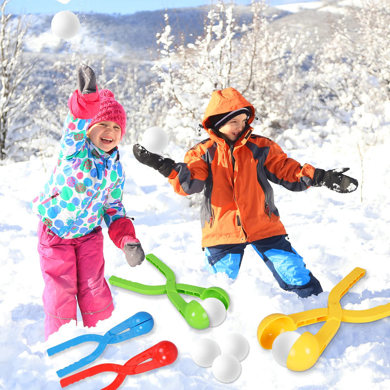 [Australia - AusPower] - Max Fun 4 Pack Snowball Maker Snow Ball Toys Games with Handle for Kids Outdoor Indoor Winter Snowball Fight Maker Tool Clip with Drawstring Bag 