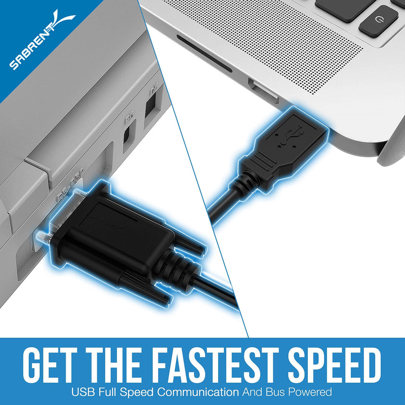 [Australia - AusPower] - Sabrent USB 2.0 to Serial (9-Pin) DB-9 RS-232 Converter Cable, Prolific Chipset + USB 2.0 to Serial (9-Pin) DB-9 RS-232 Adapter Cable 6ft Cable 