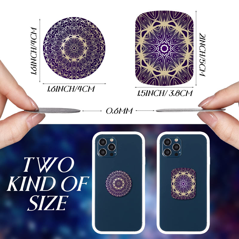 [Australia - AusPower] - 24 Pieces Replacement Mount Metal Plates Universal Metal Plate for All Magnetic Car Mounts, Cell Phone, Tablet Holder, 12 Rectangle and 12 Round (Purple and Blue, Delicate Style) Purple and Blue 