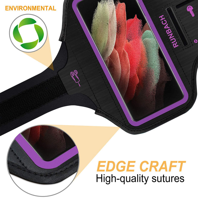 [Australia - AusPower] - Runbach Water Resistant Running Armband for Samsung Galaxy S22 Ultra/S21+ 5G/S21 Ultra/S20 Ultra/Note 20 Ultra,Galaxy F62/M62/M51/M12/M02/A90/A71/A70/A42/A32/A21/A12/A02(Purple) Purple 