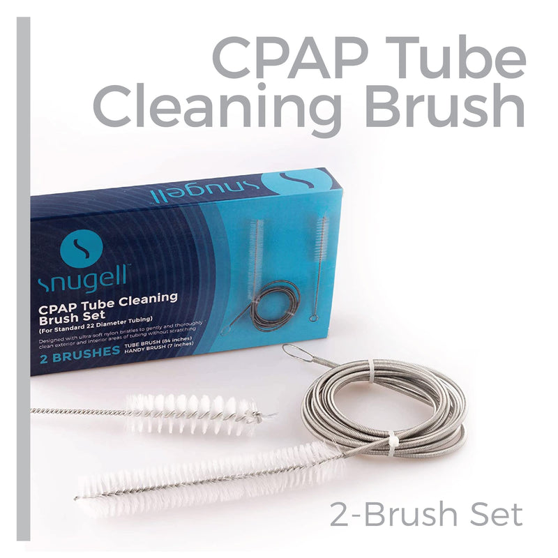 [Australia - AusPower] - CPAP Tube Cleaning Brush by Snugell™ | Tube and CPAP Mask Cleaning Brush | Standard 22mm Tubing Diameter | Clean Exterior and Interior of Tubing and Mask | Flexible Brush (84 in) | Handy Brush (7 in) 
