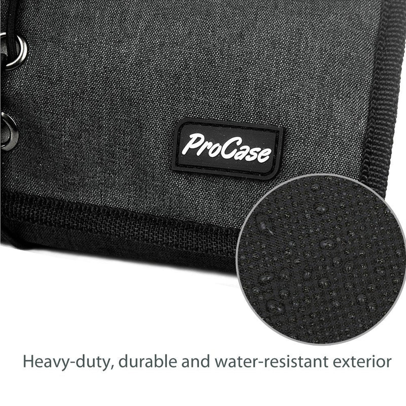[Australia - AusPower] - ProCase Electronic Organizer Cord Pouch, Travel Cable Charger Phone Accessories Bag Organizer Roll up Tech Carrying Case for USB Cables SD Memory Cards Earphone Flash Hard Drive –Black Black 