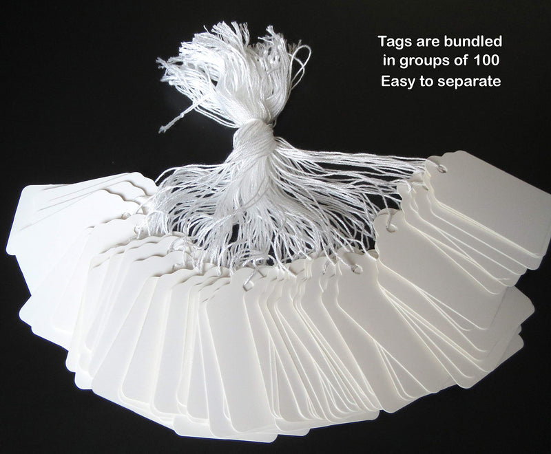 [Australia - AusPower] - Label Tags with String Attached - 2 1/4” x1 7/16”, Pack of 500, Pre-Strung Hanging Merchandise Blank Tags 