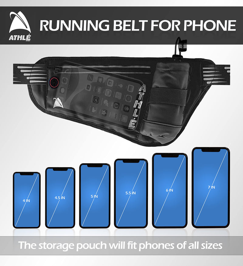 [Australia - AusPower] - Athle Sport Running Belt with Vertical Bottle Pocket Black 