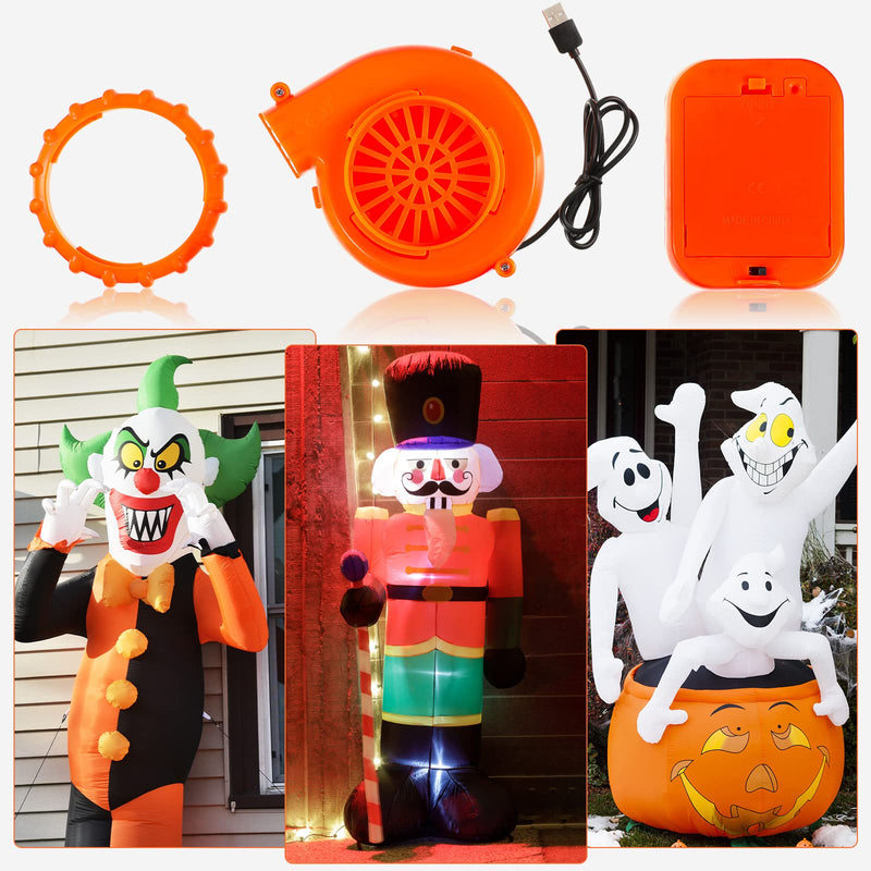 [Australia - AusPower] - Mini Fan Blower 2 Pieces Small Portable USB Inflatable Fan Replacement Orange Green Mini Blower for Halloween Dinosaur Costume Doll Alien Inflatable Game Clothing Suits 