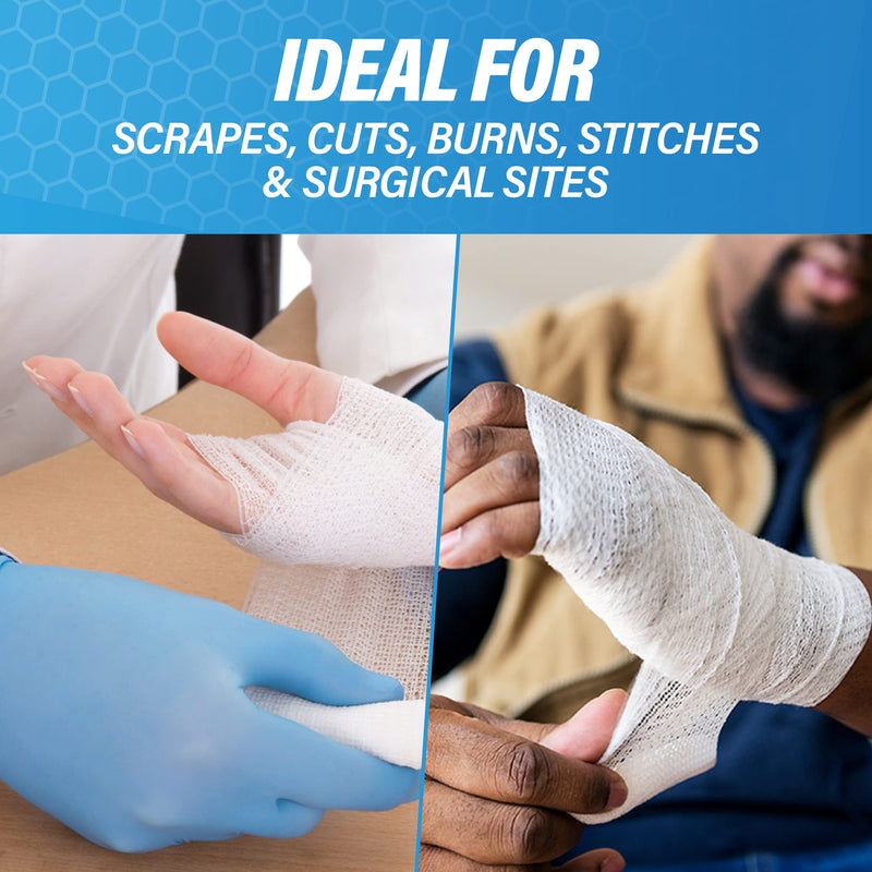 [Australia - AusPower] - Cotton Gauze Roll-100% Crinkle Weave Cotton -6 ply-STERILE -Extra Absorbency - Medical Gauze Bandage -6 Rolls –4.5 Inches X 4 Yard - Latex Free -Each roll Individual Wrapped-Hospital Grade Quality 