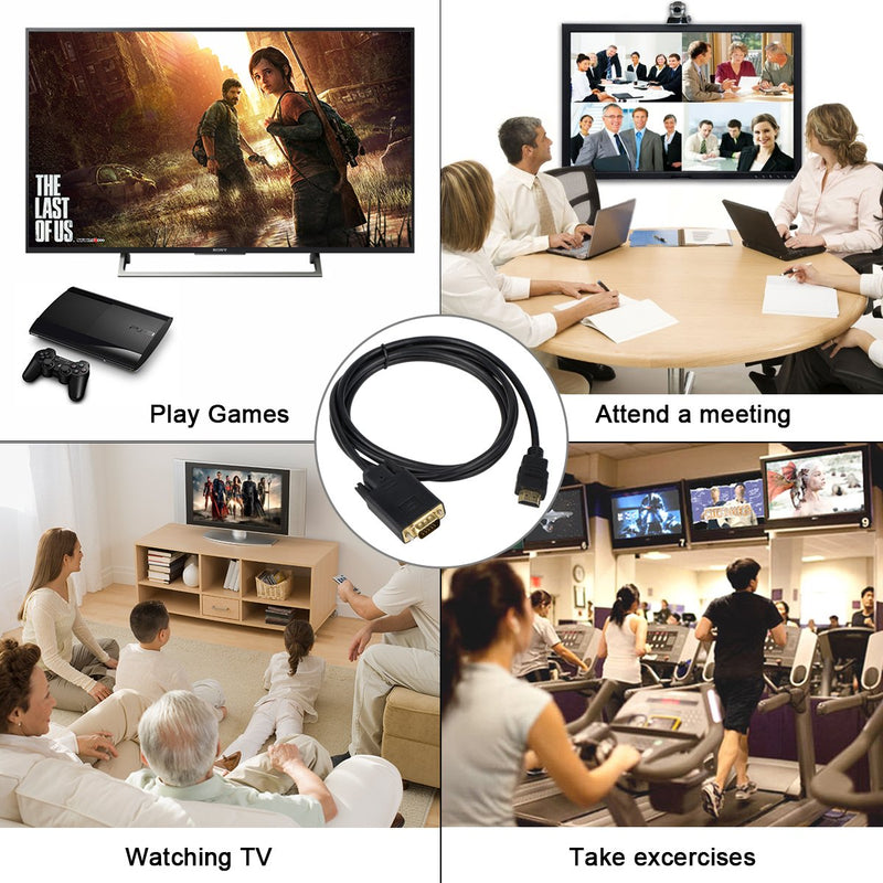 [Australia - AusPower] - Wonlyus HDMI to VGA Cable Gold-Plated 1080P HDMI Male to VGA Male Active Video Adapter Converter Cord (6 Feet/1.8 Meters) 6 Feet 1 Pack 