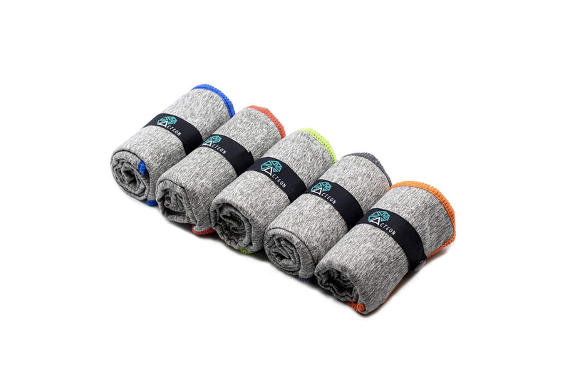 [Australia - AusPower] - Acteon Microfiber Gym Towels - Quick Dry Workout Towel - Fights Odors - Compact Sports Towel for Workout, Travel, Camping - Ultra Lightweight Sweat Towel - 5-Pack Heather Gray - 30"x16" 
