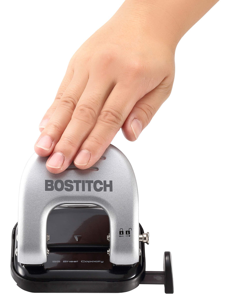[Australia - AusPower] - Bostitch Office EZ Squeeze Reduced Effort 2-Hole Punch, 20 Sheets, Locking Handle, Silver (2310) 