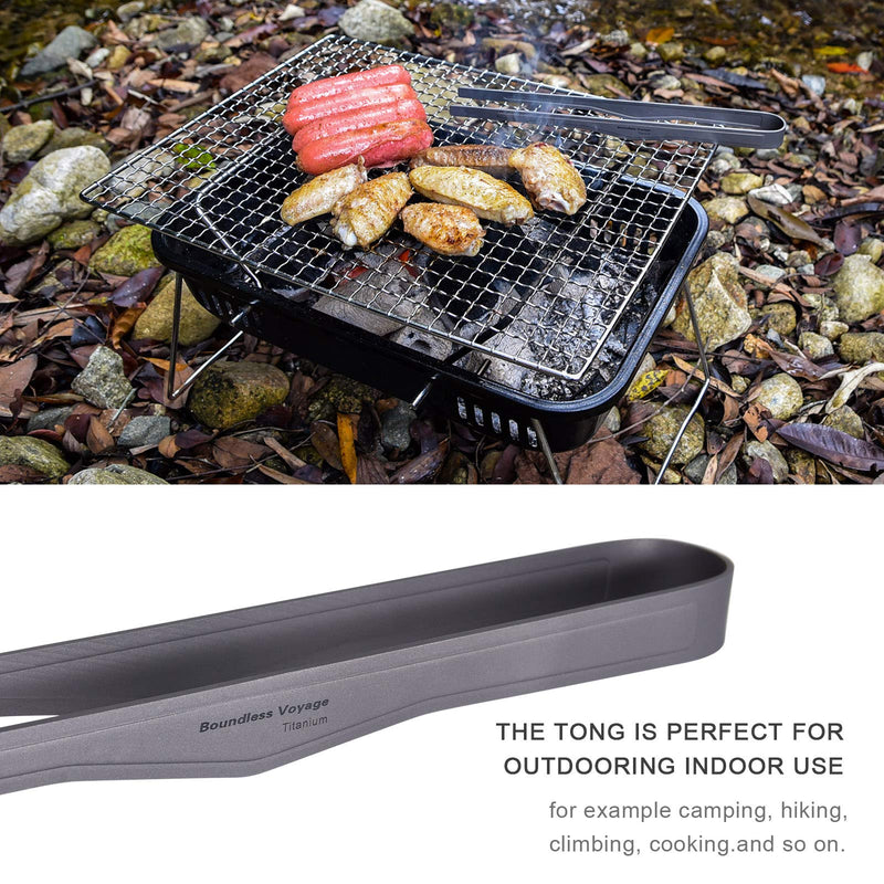 [Australia - AusPower] - Boundless Voyage 6.7/10 inches Titanium Ultralight Grill BBQ Tongs Multipurpose Tweezer for Kitchen Food Tongs Buffet Salad Steak Clip Grill Accessories Anti-scalding Ti1563A - (10 inches) 