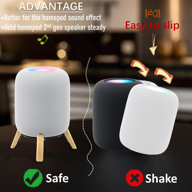 [Australia - AusPower] - Real Wood Stand for Homepod 2nd gen (2023 Released), Sturdy Wooden Holder with Metal Frame,Safe Stable Mount Protect Home pod 2nd Speaker for Sound Better (White Oak) white Oak 