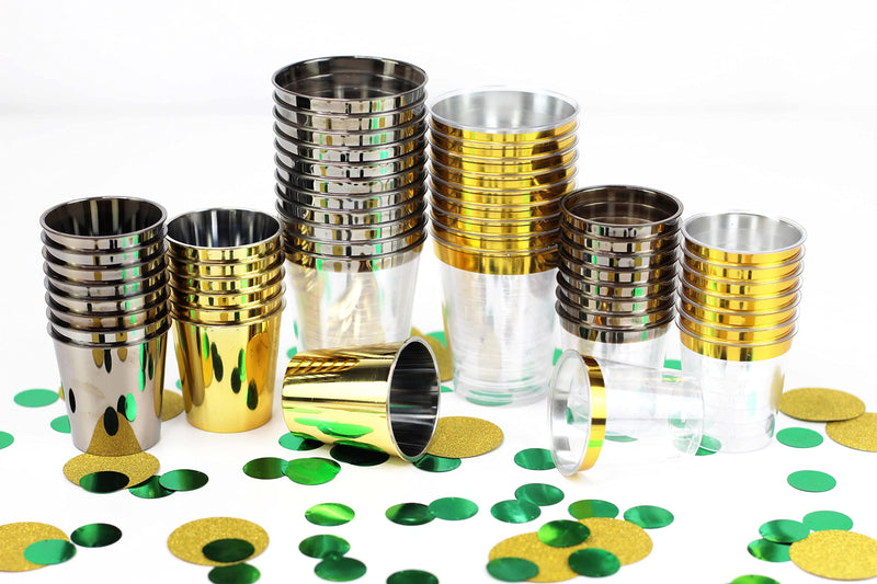 [Australia - AusPower] - Just Artifacts 1oz Plastic Shot Glasses (120pcs, Metallic Gold Rim) 120 Count (Pack of 1) 