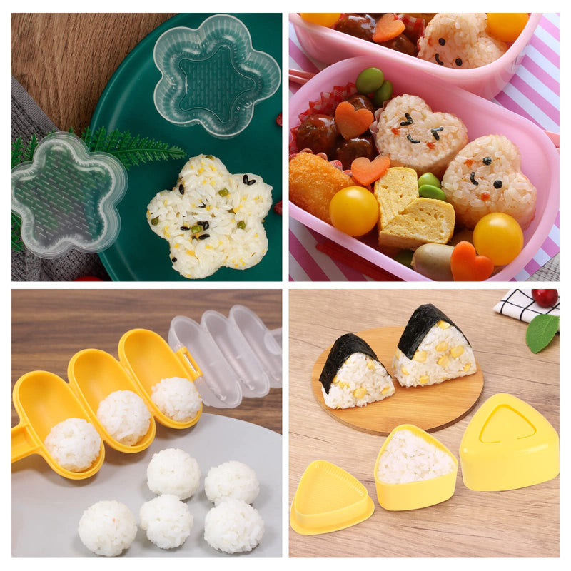 [Australia - AusPower] - 10Pcs Rice Ball Molds, Cartoon Cute Onigiri Mold DIY Sushi Molds, Rice Ball Mould Shaker Sushi Maker Tool, Animal Rice Decorating Mold, Triangle Rice Mold, Sushi Rice Molds for Kids Bento Onigiri Tool 