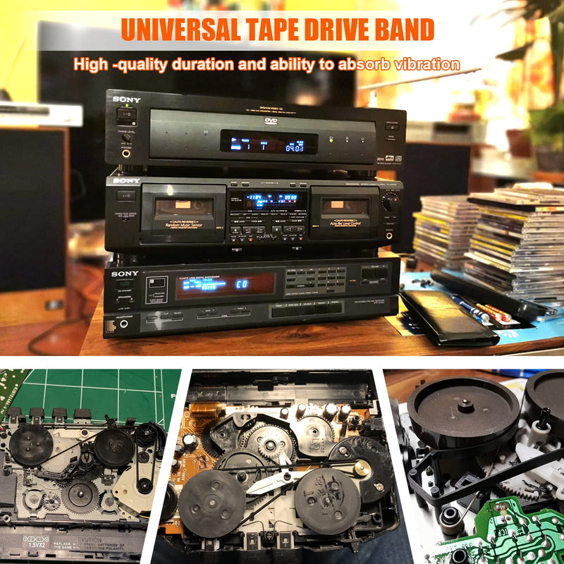 [Australia - AusPower] - 100 Pcs Recorder Rubber Belts - Cassette Recorder Repair Maintenance Mix Flat Cassette Tape Machine Rubber Belts 40-135 MM, 50 PCs 1 MM Width and 50 PCs 4 MM Width 