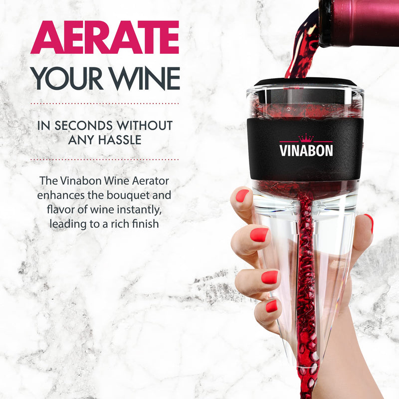 [Australia - AusPower] - VINABON Wine Aerator – Professional-Quality 3-in-1 Multi-Stage Red Wine Decanter with Aerator – Improves Wine Flavor & Bouquet, Filters Impurities, Prevents Drips & Spills. Includes WineGuide Ebook 
