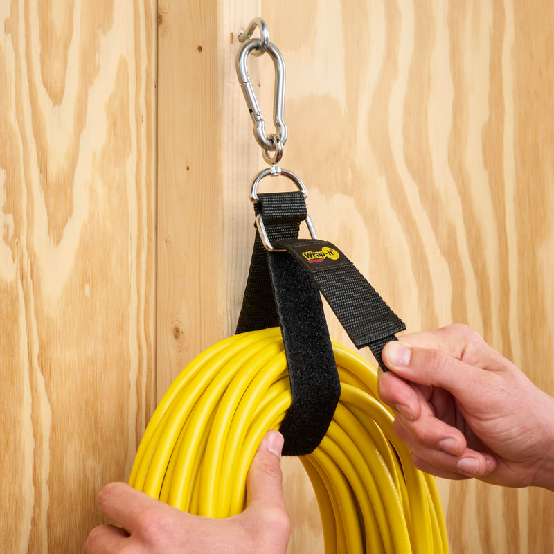 [Australia - AusPower] - Hook 'n Hang Wrap-It Storage Straps - 18" (2-Pack) Black - Carabiner Straps to Use as Extension Cord Holder Heavy Duty Straps with Hooks and Cord Storage or Hose Straps 18" (2-Pack) 