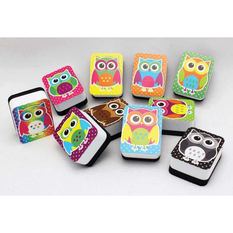 [Australia - AusPower] - ASHLEY PRODUCTIONS Colorful Owls Non-Magnetic Mini Whiteboard Eraser (10 Pack), 2" x 1.5" x .75" 