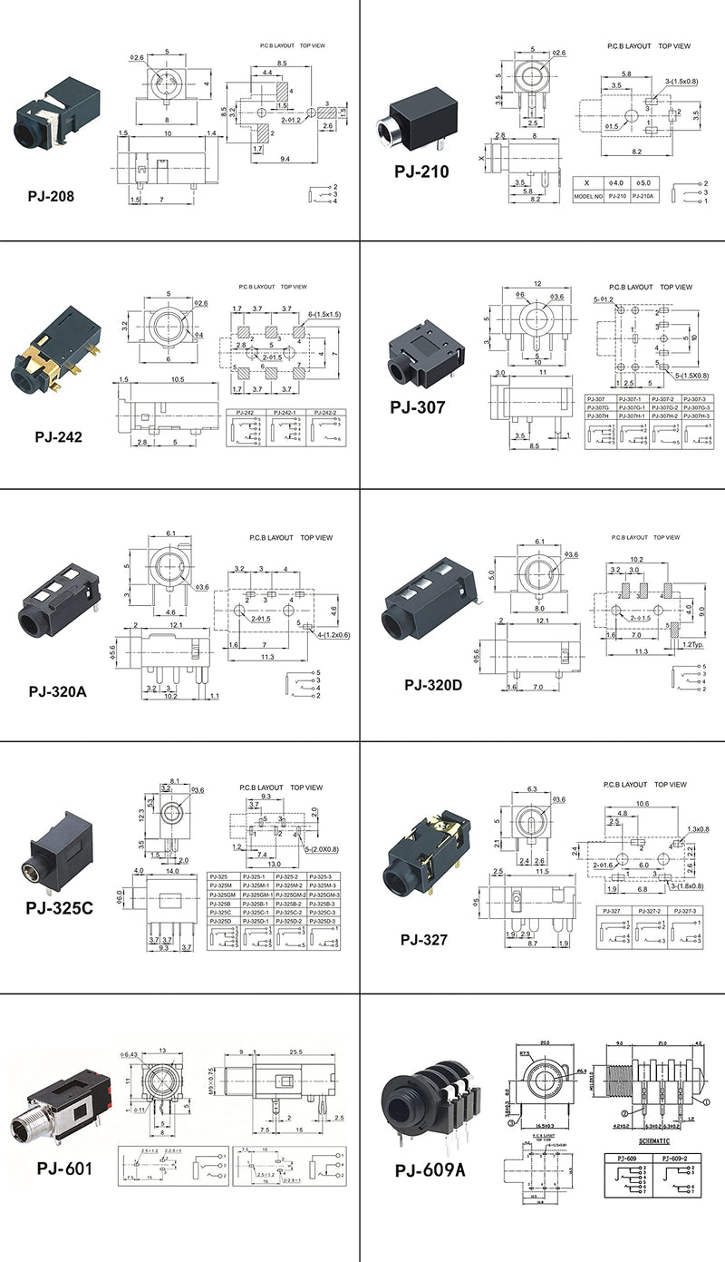 [Australia - AusPower] - KOKISO 10 Values 84 Pcs Stereo Jack Socket 【3 Pin/4 Pin/5 Pin/6 Pin】 PCB Mount Female Audio Headphone Socket Connector Assortment Kit 
