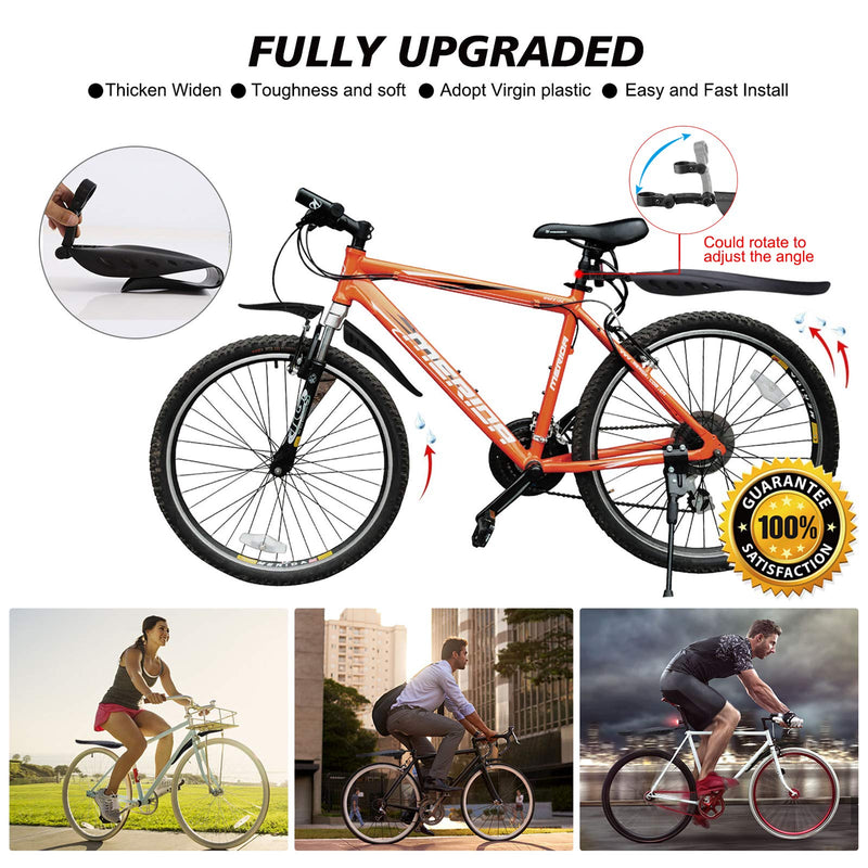 [Australia - AusPower] - TAGVO Bike Mudguard Set for 24/26/27.5 inch, 3 Parts-Universal Full Cover Thicken Widen Bicycle Fenders Set Mountain Bike Front and Rear Mud Guard Adjustable Bike Fender Mudflap for MTB Road Bike black 
