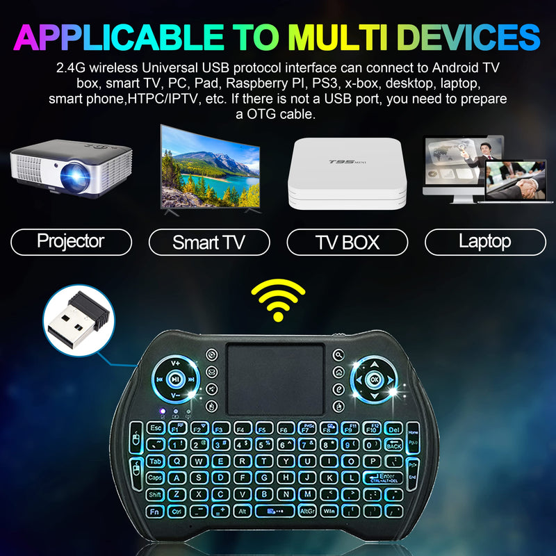 [Australia - AusPower] - Backlit Mini Wireless Keyboard with Touchpad Mouse Combo with Rechargable Li-ion Battery & Multi-Media Handheld Keyboard for Google Android TV Box Smart TV X-Box PC HTPC PS3 PAD Windows Linux MacOS 