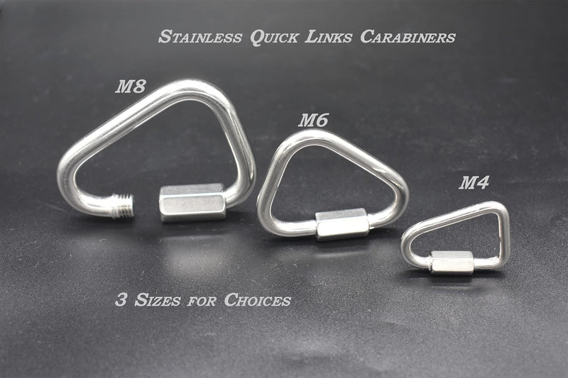 [Australia - AusPower] - Bytiyar 8 pcs M4 Stainless Steel Quick Links Carabiner Locking Clips with Screw Nut Triangle Heavy Duty Chain Connector Hook Hardware Tool Accessories M4_8pcs 