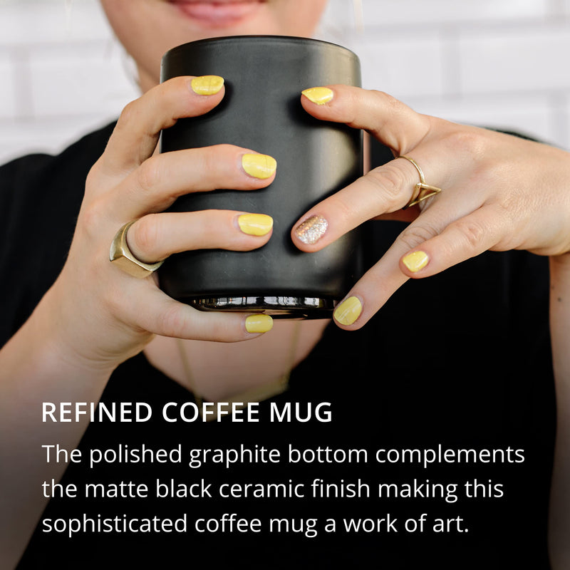 [Australia - AusPower] - Fellow Monty Milk Art Cups - Double Wall Ceramic Latte Mug, Matte Black with Graphite Base, 11 oz Cup Latte (Single) - 11oz 