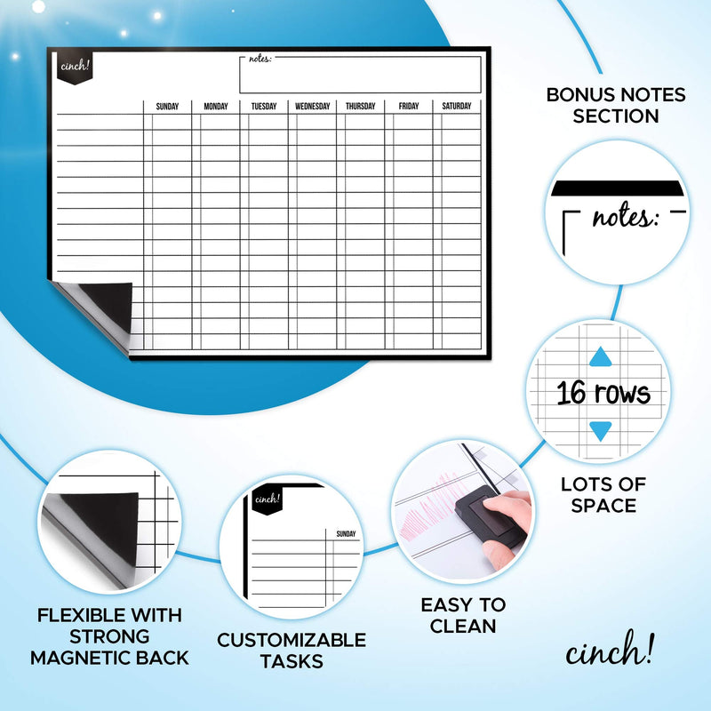 [Australia - AusPower] - Magnetic Dry Erase Chore Chart for Multiple Kids and Adults: Fridge 17x12" - Includes 6 Whiteboard Markers and Eraser with Magnets - Daily Responsibility Rewards White Board for Toddlers, Teenagers 