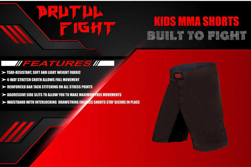 [Australia - AusPower] - BRUTUL FIGHT Kids MMA Mixed Martial Art Shorts BJJ Training Muay Thai 12 