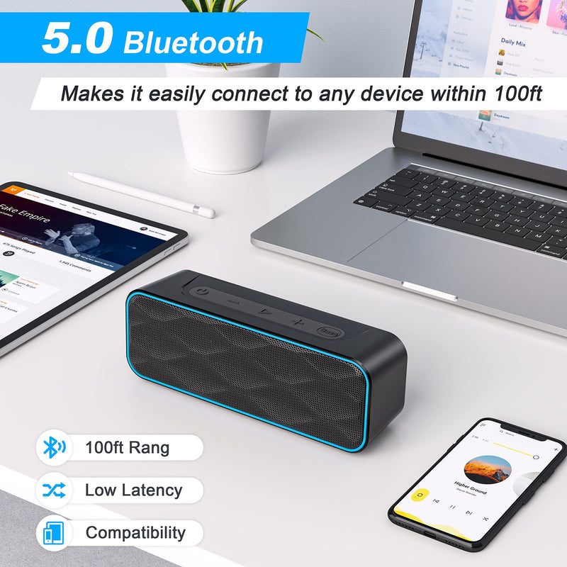 [Australia - AusPower] - 20W Waterproof Bluetooth Speaker, Portable Wireless Speakers with 28H Playtime, IPX7 Waterproof, Enhanced Bass, Bluetooth 5.0 Speaker for Shower Home Outdoors Travel 