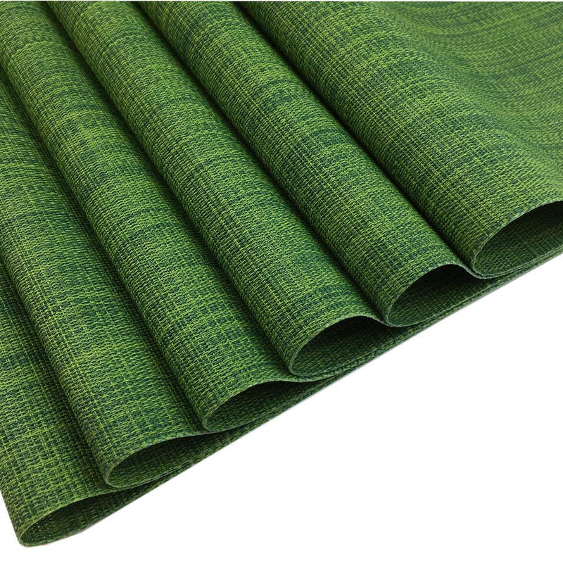 [Australia - AusPower] - Placemats Set of 6 for Dining Table Stain Resistant Washable PVC Kitchen Table Mats Woven Vinyl Wipeable Table Placemat,Easy to Clean(Algae Green) 