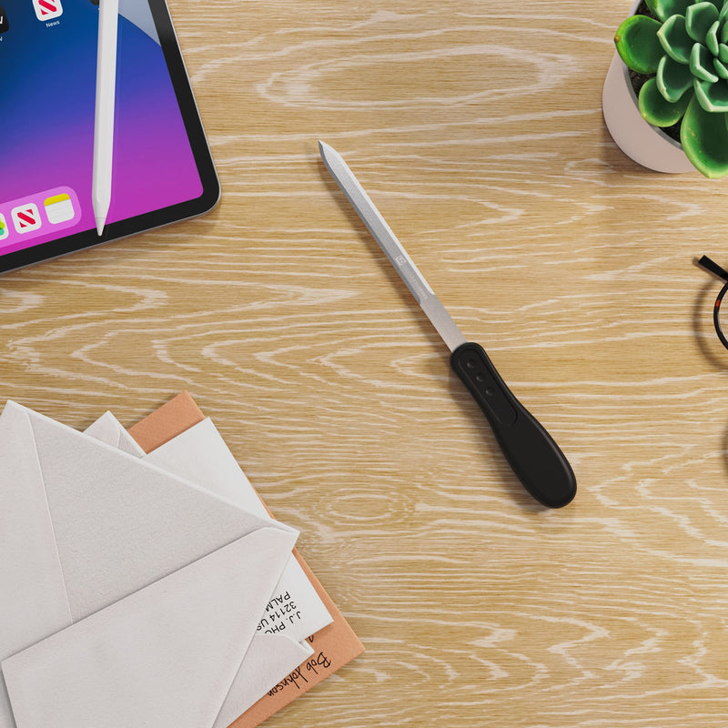 [Australia - AusPower] - Uncommon Desks Office Letter Opener - Multi-Pack, Stainless Steel Blade, Ergonomic Grip Handle (Black, 6 Pieces) 6 Pack Black 