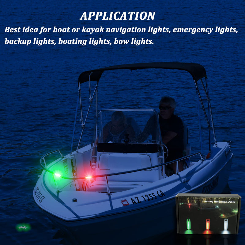 [Australia - AusPower] - Botepon Kayak Battery Operated Navigation Lights, Boat Bow Lights And Stern Lights, Waterproof Kayak Lights For Night Kayaking, Night Fishing Lights For Pontoon Boat, Bass Boat, Dinghy 